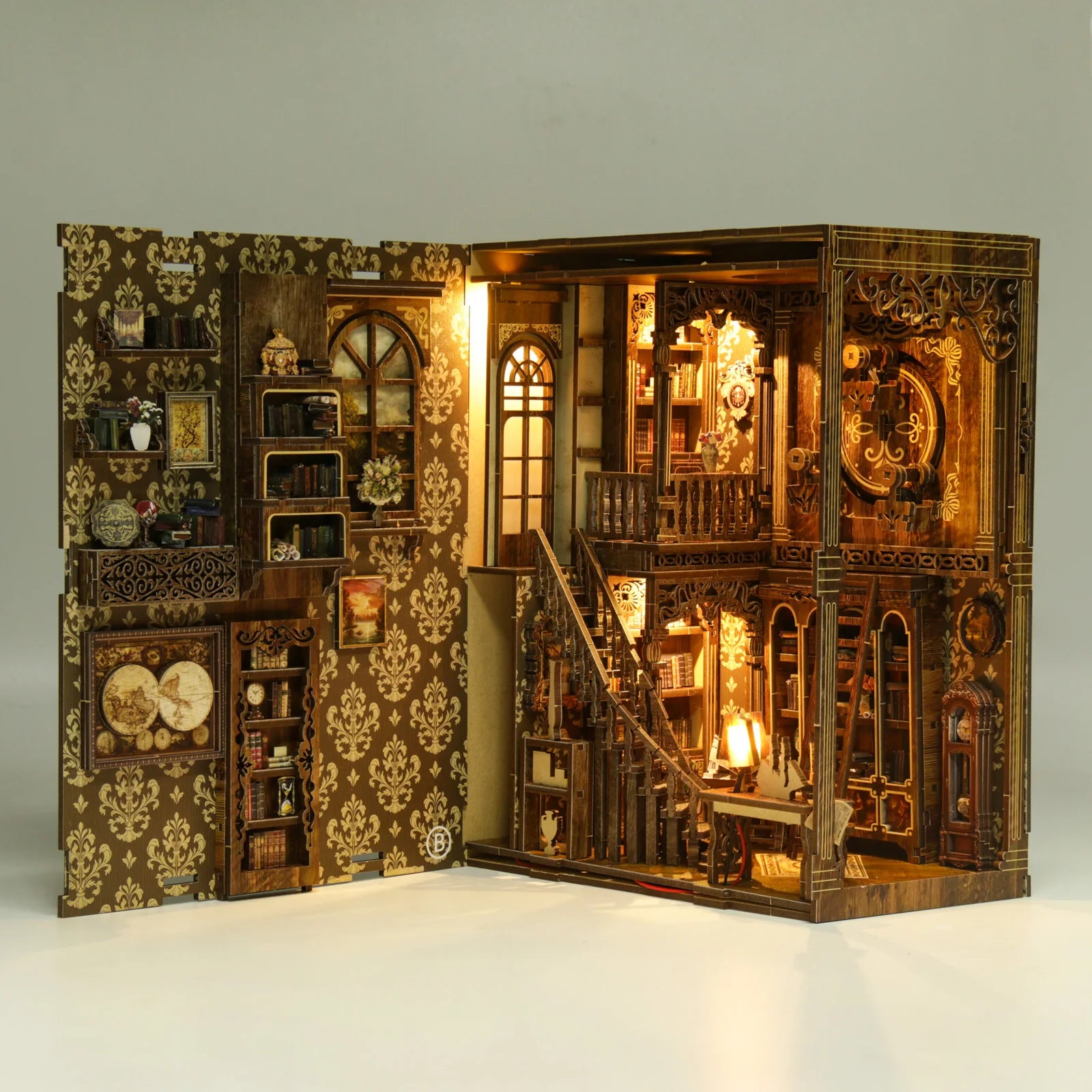 Vintage book collection room wooden nook diy kit - 3d puzzle house model christmas & black friday craft gift - bv02-008