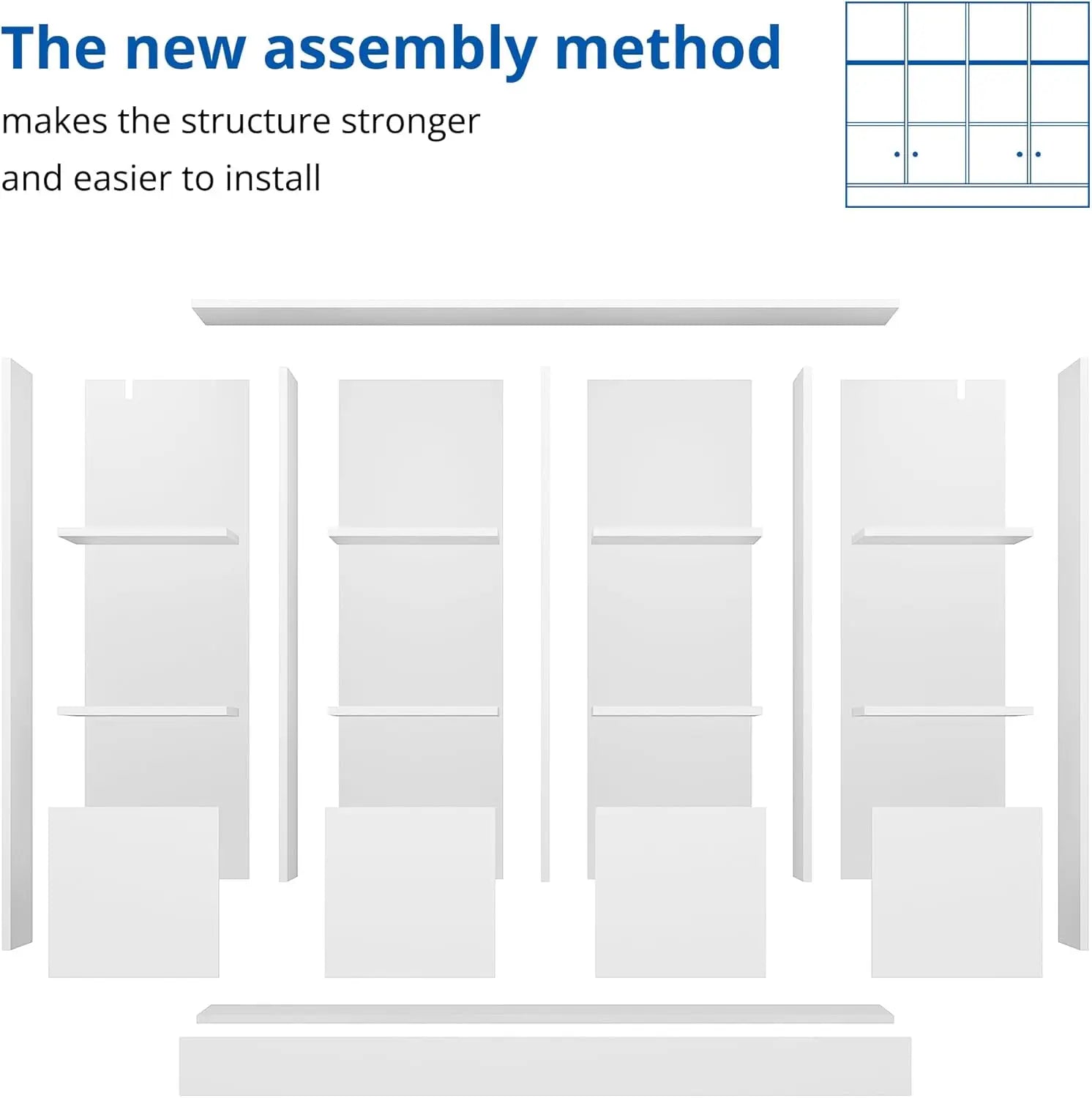 White wood bookcase,12 cube storage organizer bookshelf with 4 doors,3 tier cabinet adjustable shelves·hot sale