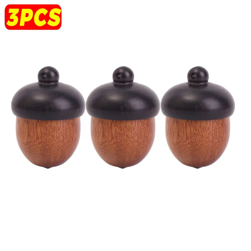 12/1pcs mini solid wood medicine pill box sandalwood pills tablets case portable nut shape storage boxes diy keychain