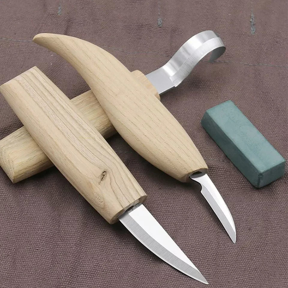 Wood carving knives set woodworking tools spoon kit whittling carpenter - as shown / united states