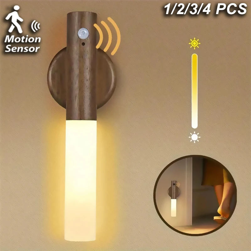 1-2-3-4pcs-led-night-light-motion-sensor-lamp-wood-grain-wall-lights-rechargeable-magnetic-for-bedroom-bedside-stairs-hallway