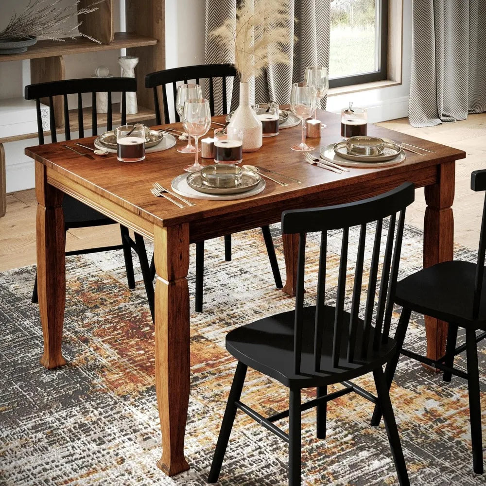 47 inch solid wood dining table with sculpted legs seats 4 walnut matte finish - united states