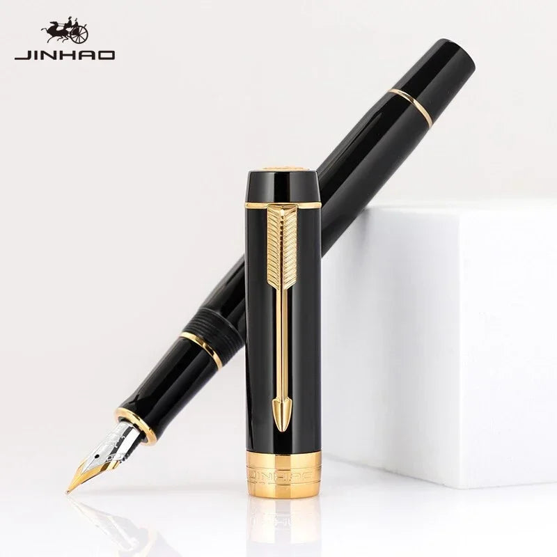 Jinhao 100 mini wooden / resin fountain pen centennial golden clip fine nib writing ink school office supplies