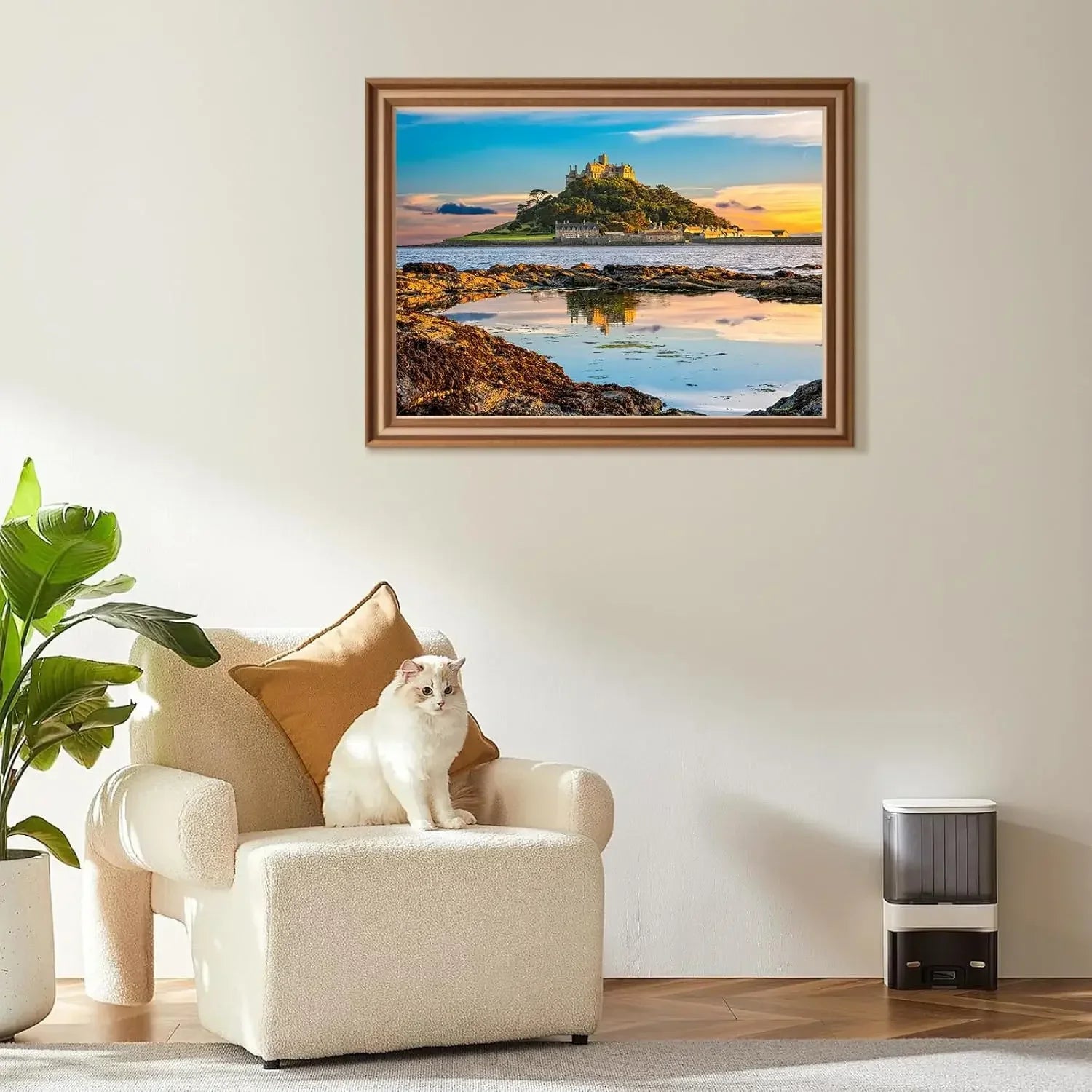 Historic island castle wooden jigsaw puzzle brain exercise relaxation science lover home wall decor gift for adult