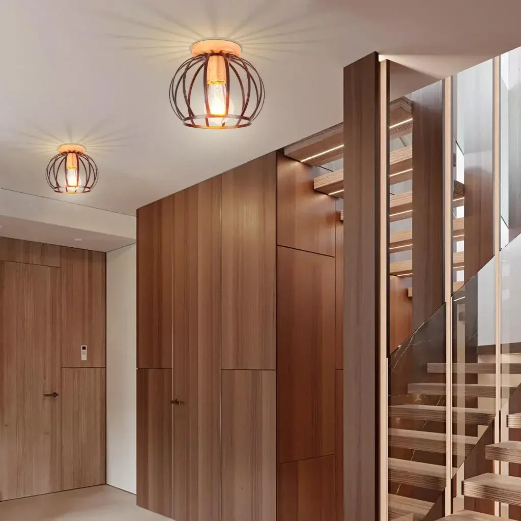 Led lights for room lamps living wood art light modern simple retro ceiling entrance lighting