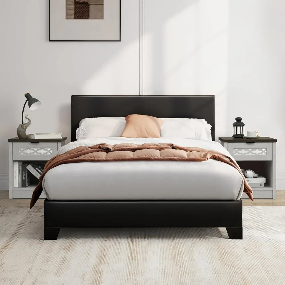 Hailey set of 2 1 drawer wood nightstand bedside table with storage drawers compact night stand for bedroom end or side