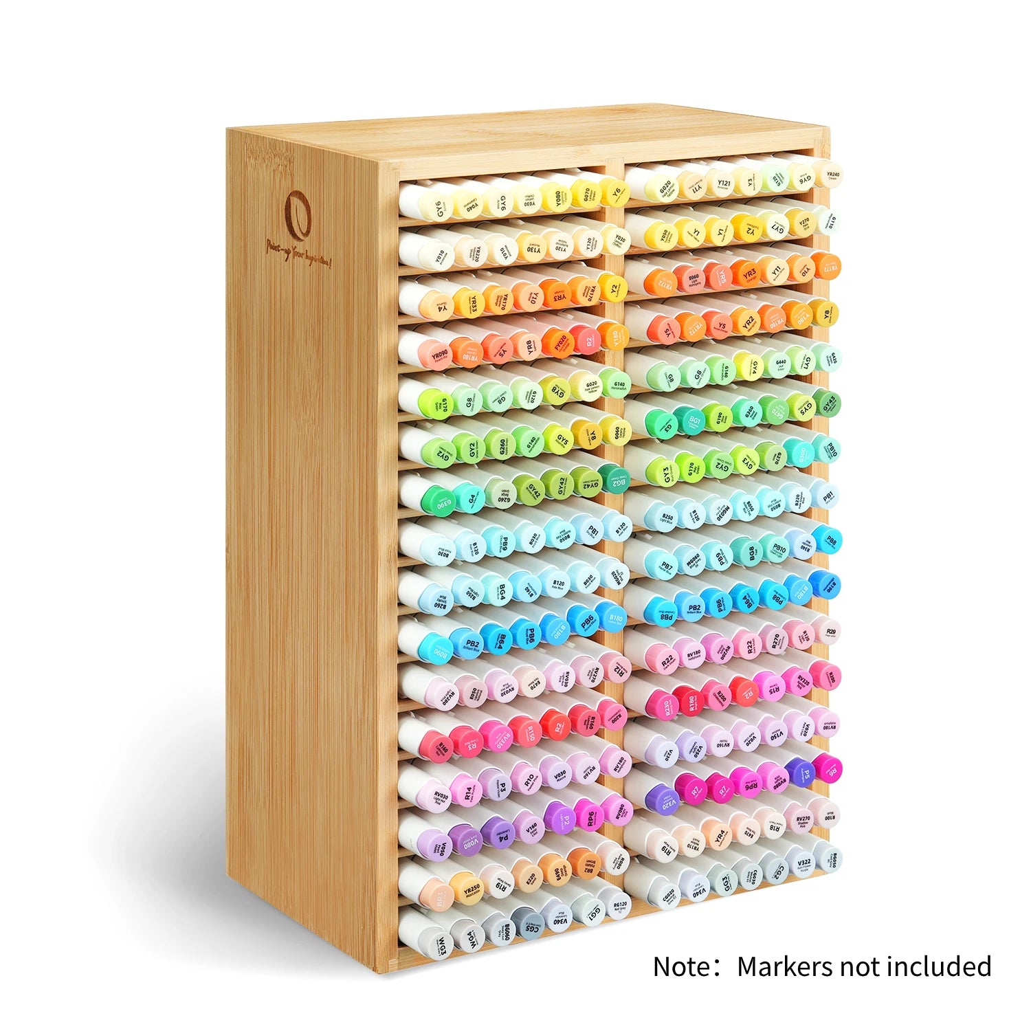 Ohuhu bamboo marker organizer wooden desktop storage hold 126 markers pens pencils art brushes stationary pen holder