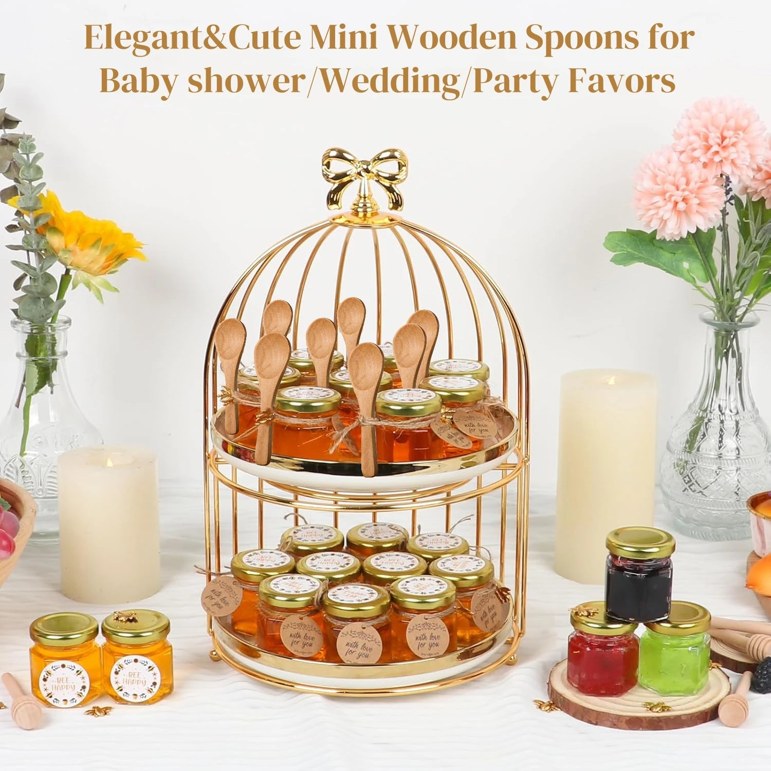 30-200pcs small wooden spoons for honey jars party favors 3.5’’ mini teaspoons for sugar spices salt creamer spoon