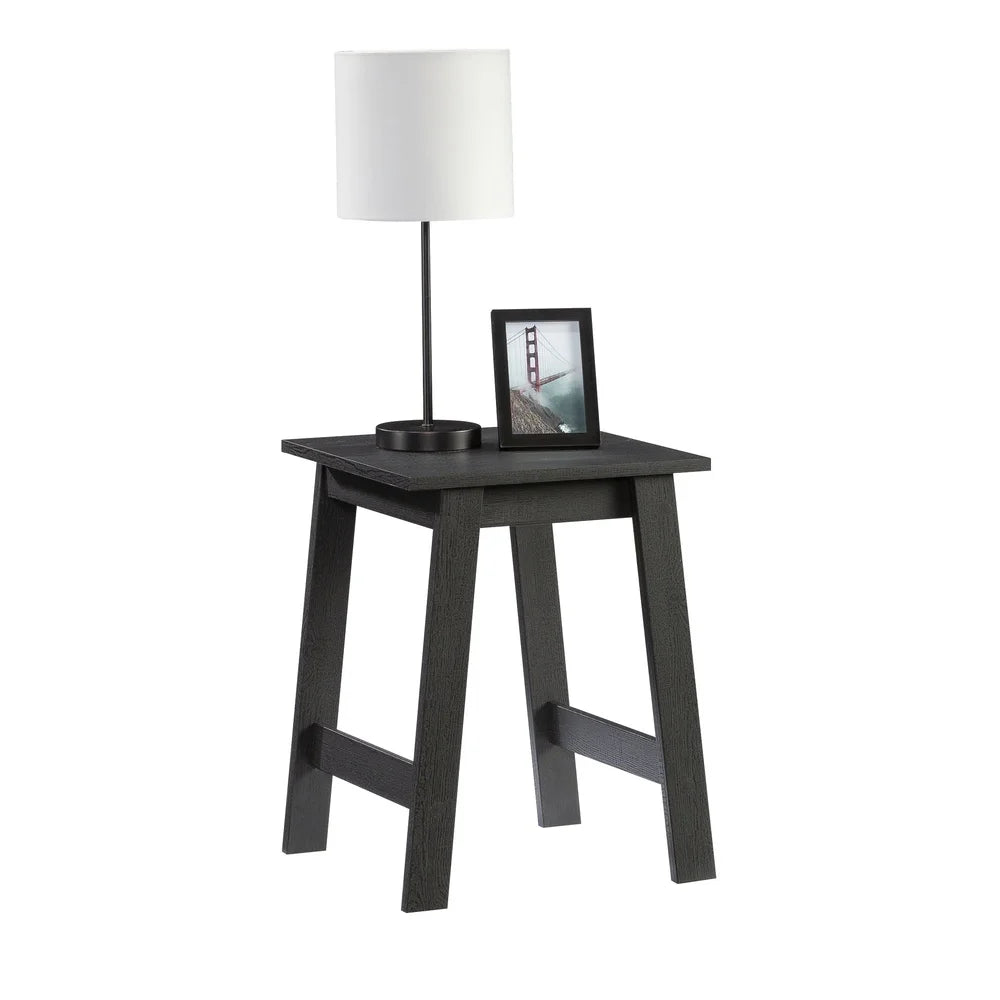 Small square wood side table modern design versatile placement living room bedroom hallway indoor use assembly required
