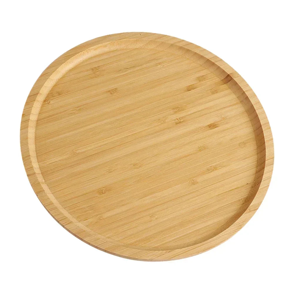 Trays serving tray 20*5*30cm easy to clean for fruit pizza multi-functional round wooden tableware stand food