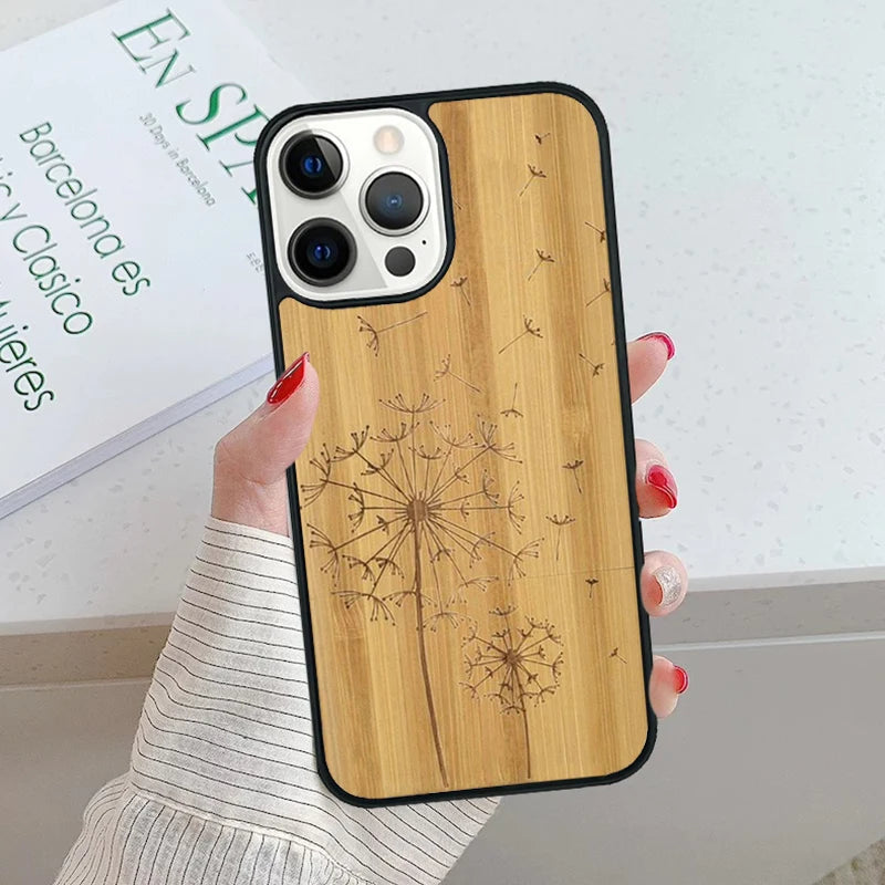 Bamboo wooden animals phone case for iphone 17 air 15 16 16e 14 13 pro max coque 12 11 plus fundas cover - 1