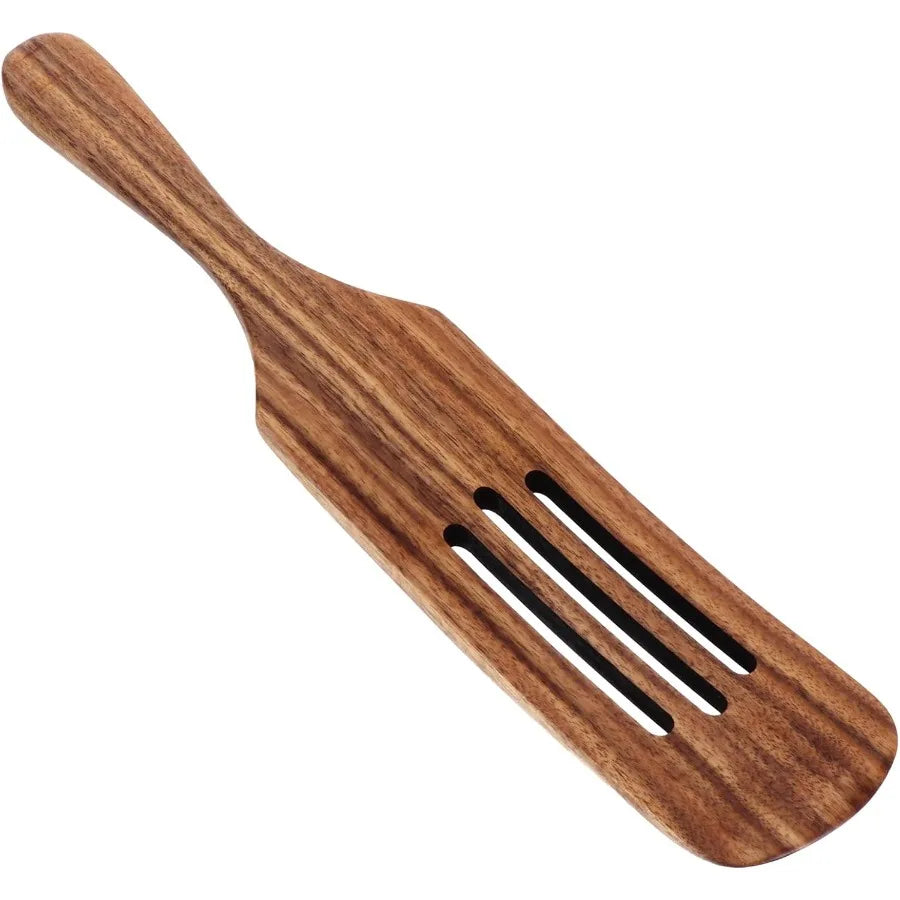 Wooden leaking shovel long handle slotted spatula for cooking and serving kitchen utensil made of premium wood - united