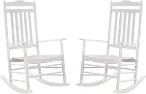 Patio rocking chairs furniture white wooden outdoor rockers set of 2 porch for audlt indoor outside balcony garden