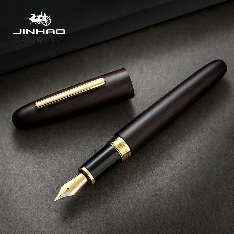 jinhao-9056-luxury-wood-fountain-pen-ef-f-m-nib-black-ebony-fude-bending-school-office-supplies-ink-pens-stationery-pk-9019