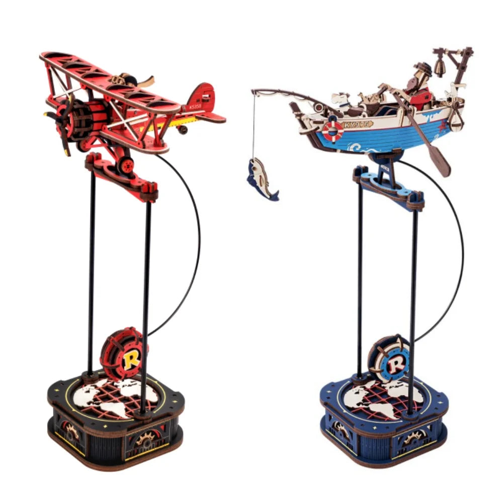 Robotime rokr gravity swing model building kit 3d wooden puzzle kit sky captain ocean fisher best gifts for adults teens