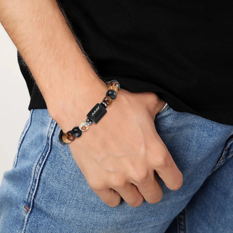 12 zodiac bracelets natural stone cancer virgo leo libra bracelet couples friendship gifts jewelry pulsera hombre