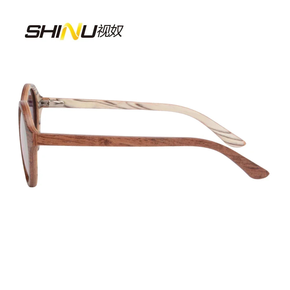 Shinu brand round sunglasses women wooden polarized lenses fashion trend 2024 cycling sunglass 73017 - orange lens