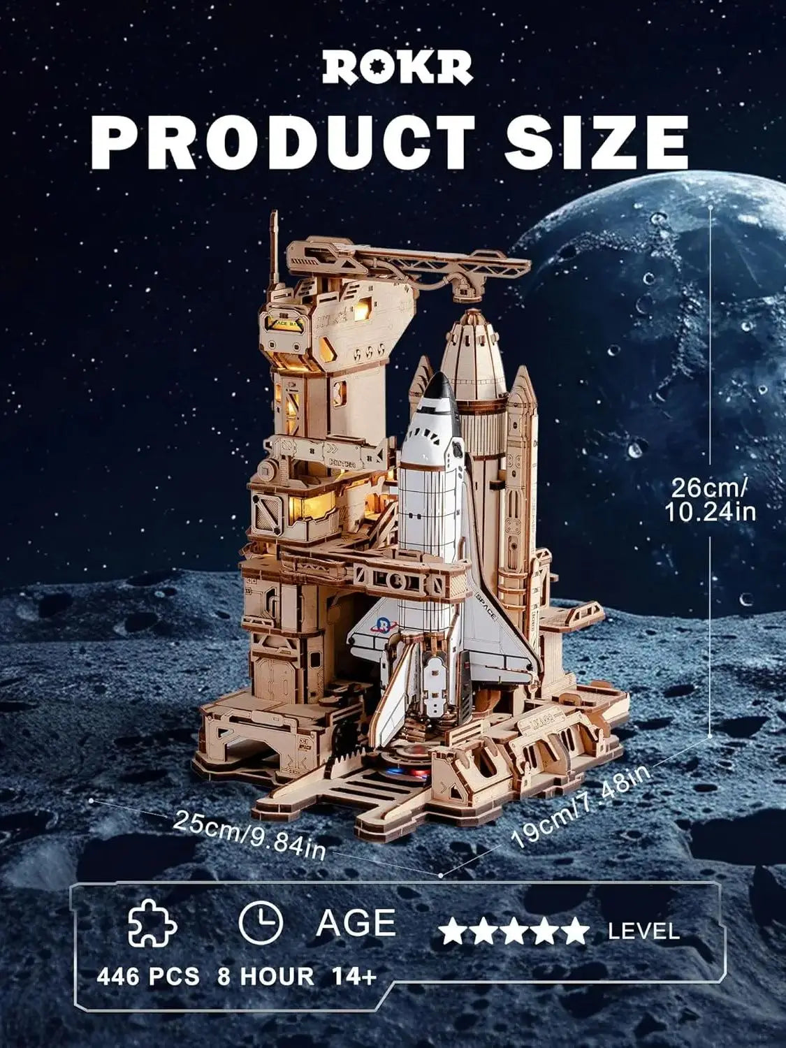 Robotime rokr 3d wooden puzzle space shuttle model kits for adults to build stem toy gift lka02