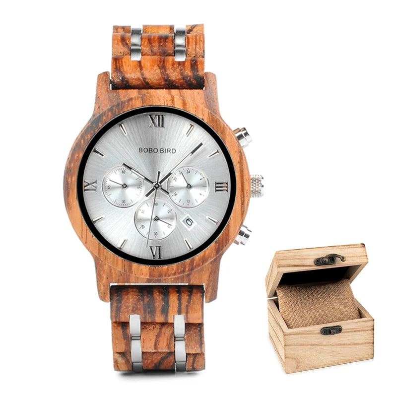 Bobo bird wooden men watch relogio masculino quartz watches timepieces in gift box drop ship - p19-2 / china