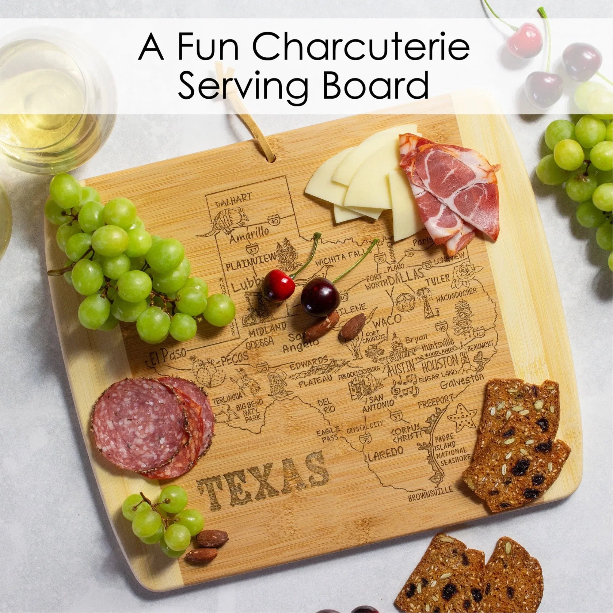 2-pack texas state bamboo cutting board 13x11 inch charcuterie serving platter for entertaining - united states