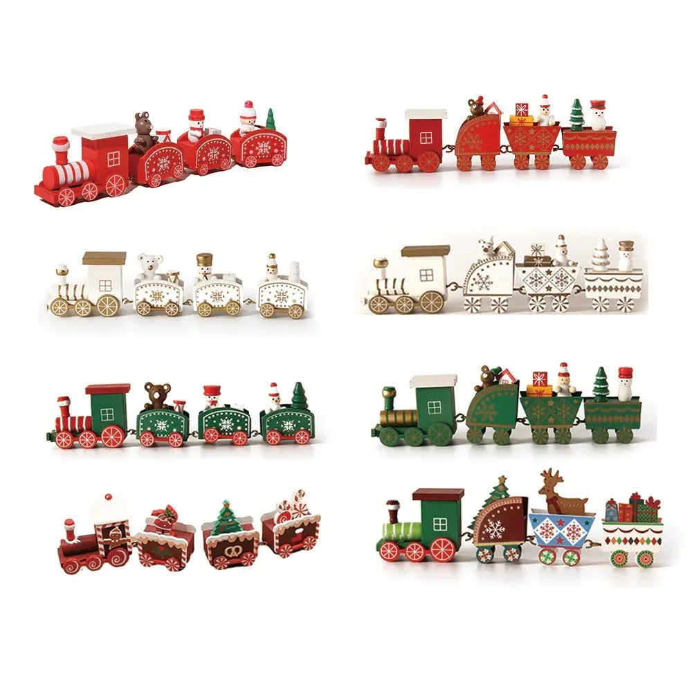 Christmas wood train decoration,christmas ornaments with moving train,home noel,happy new year 2025 gifts