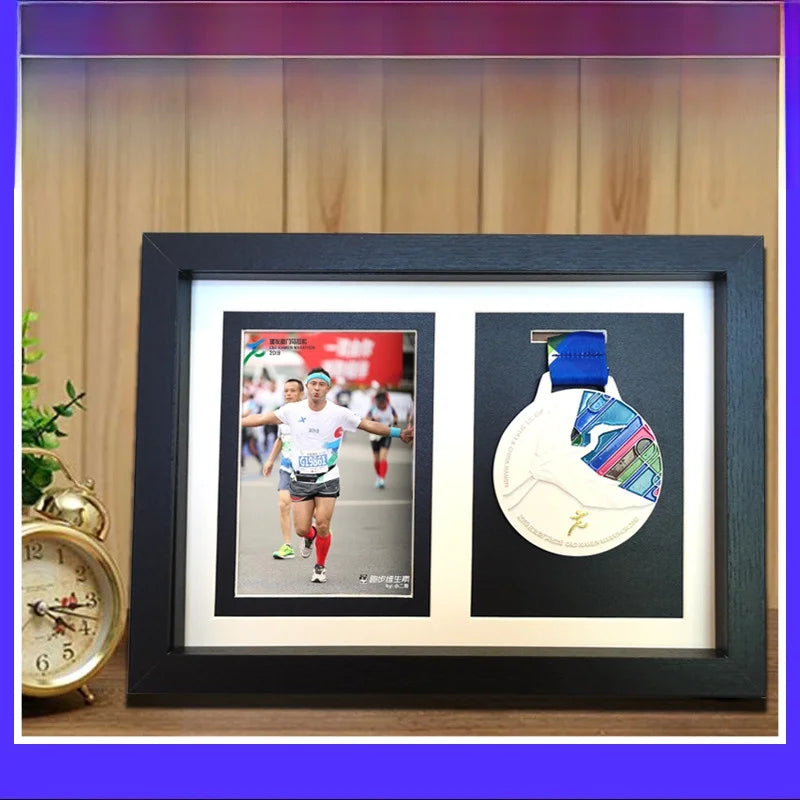 Wooden medal display frame marathon bae creative picture stand storage organizer modern simple sle rectangle