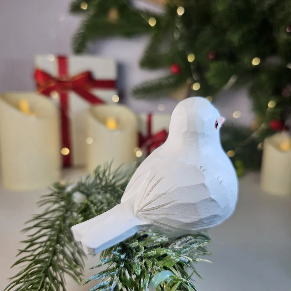Wood carved small bird craft peace dove decor white pigeons gray pigeon handcrafted wooden carving christmas decoration