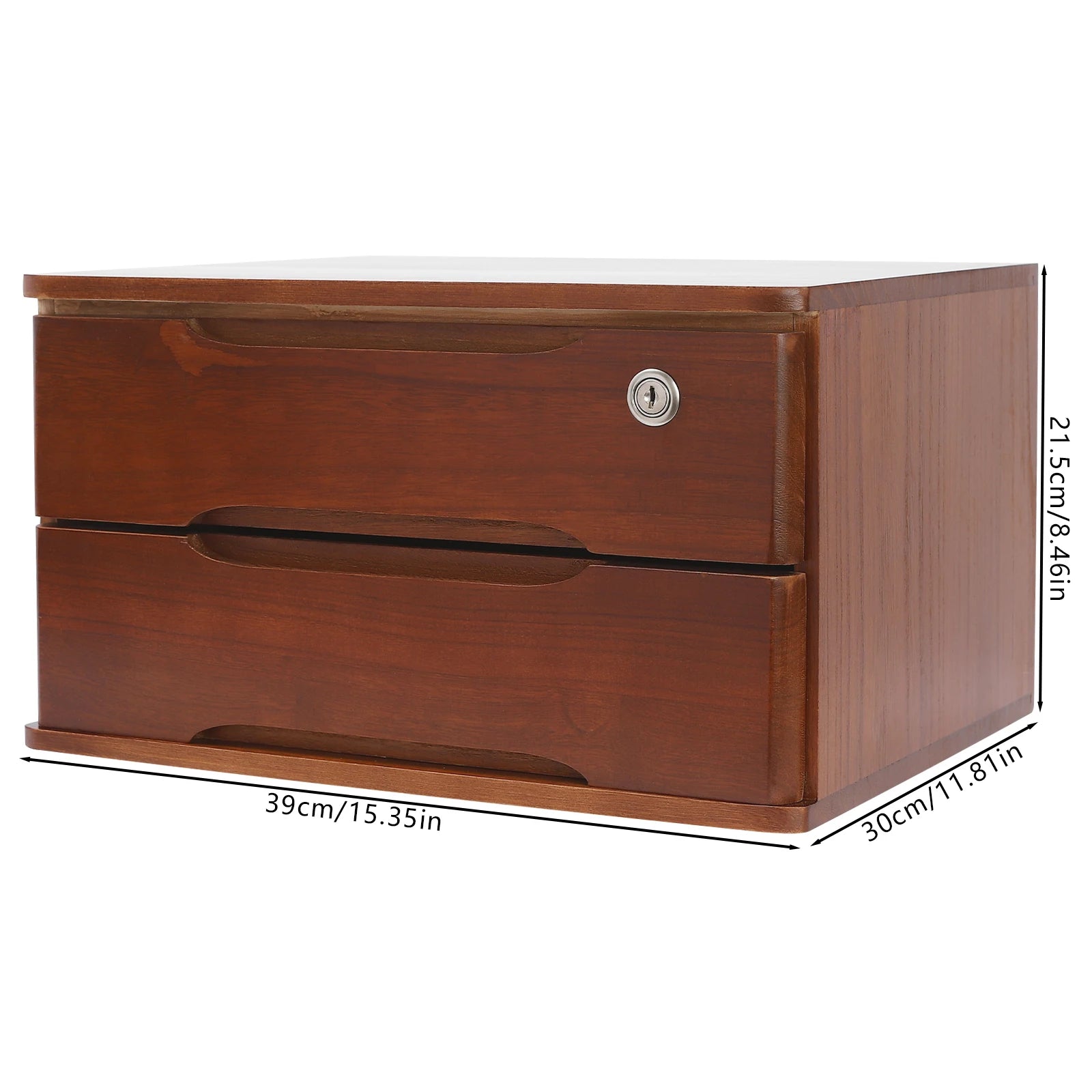 1/2/3 tier desktop storage box wooden drawer organizer with lockable drawers no assembly required - 2-tier walnut