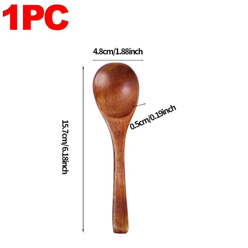 1/20x reusable wooden spoons for dinner coffee milk dessert home kitchen spice condiment salt sugar spoon tableware