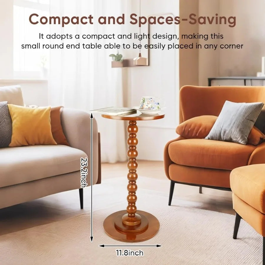 Round side table wood drink for small spaces end living room bedroom sofa couch corners classic yw - united states