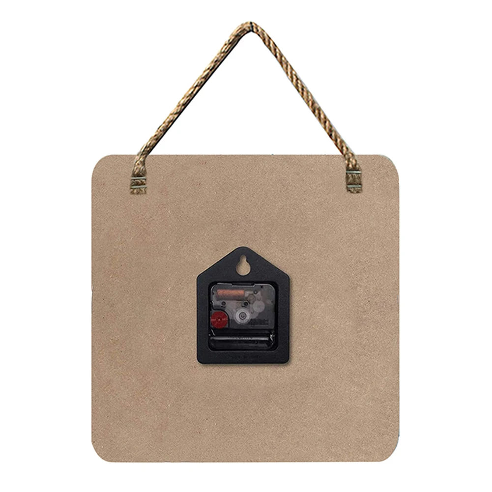 10 inch wooden wall clock creative retro square silent hanging clocks home decoration for bedroom living room - blue