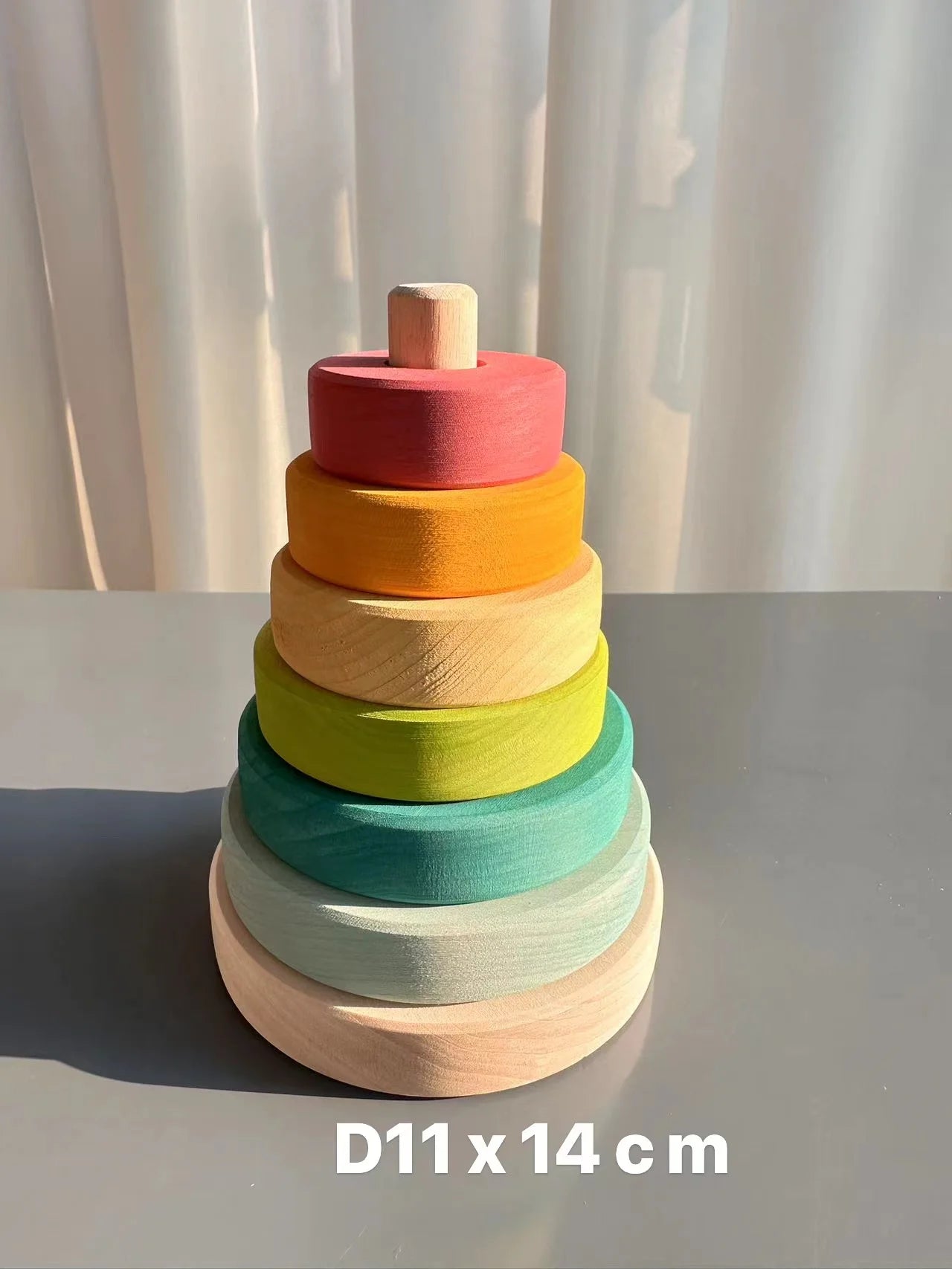 High quality wooden toys pastel basswood rainbow stacking blocks pine building semi sorting peg dolls balls for kids
