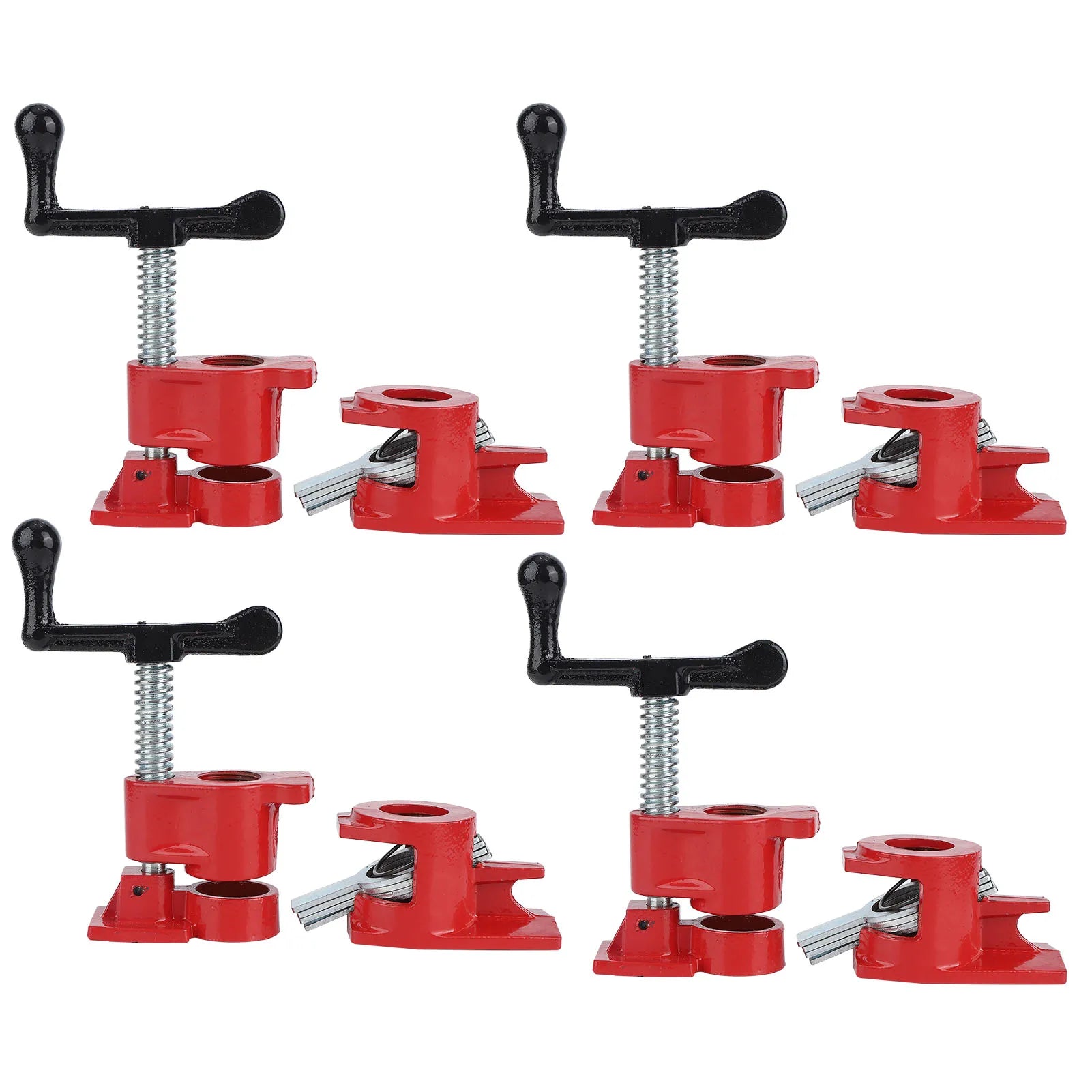 Woodworking bench 4sets 3/4’’ quick release heavy duty wide base iron wood metal clamp set workbench vise - red