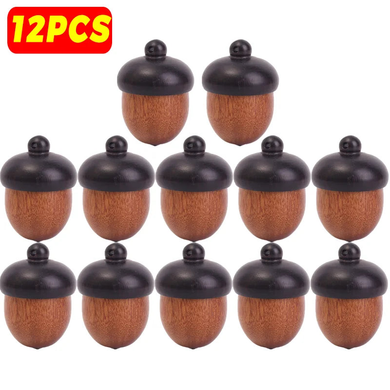 12/1pcs mini solid wood medicine pill box sandalwood pills tablets case portable nut shape storage boxes diy keychain