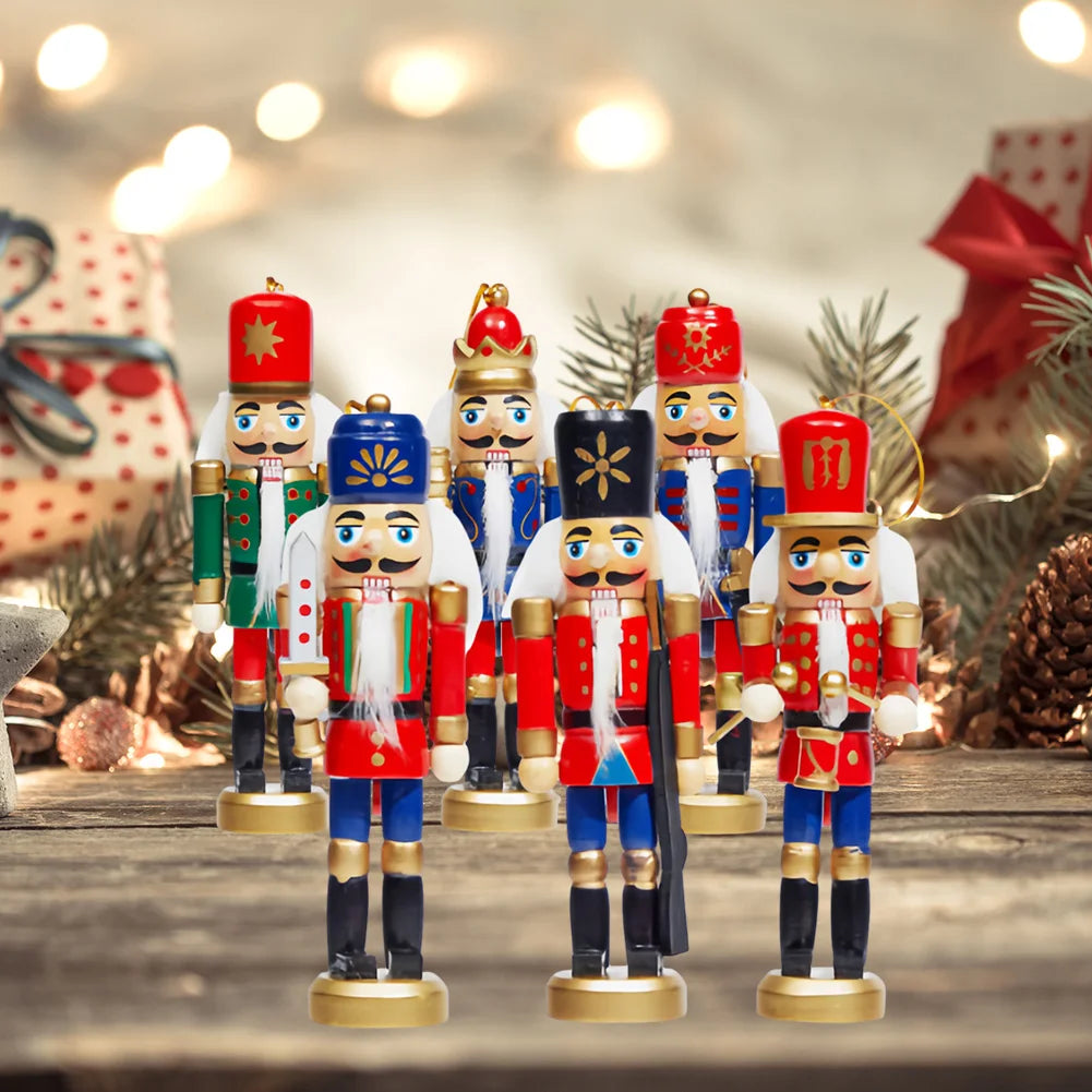 6 pcs puppet soldier christmas nutcracker ornament wooden party decor for xmas gift