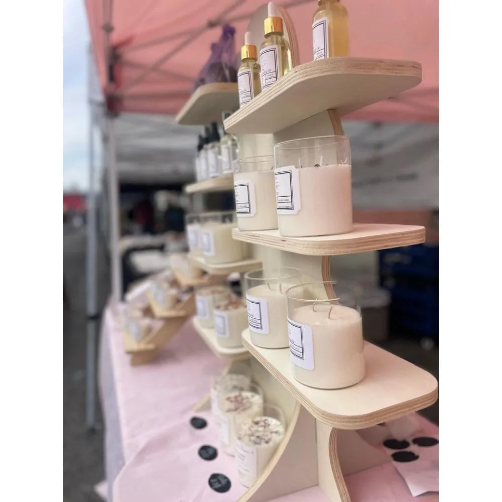 Collapsible 31 natural wood retail display shelf for vendor booths ideal candles and mugs - united states / b0cn56tjrl