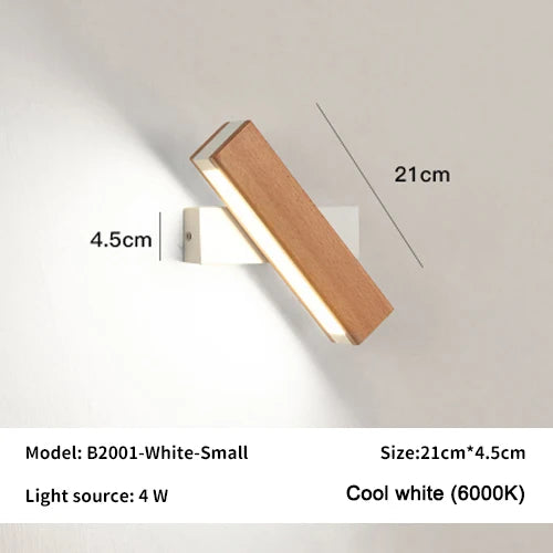 New rotatable wall lamp nordic solid wood led light simple bedside study reading adjustable lighting home decor lamps