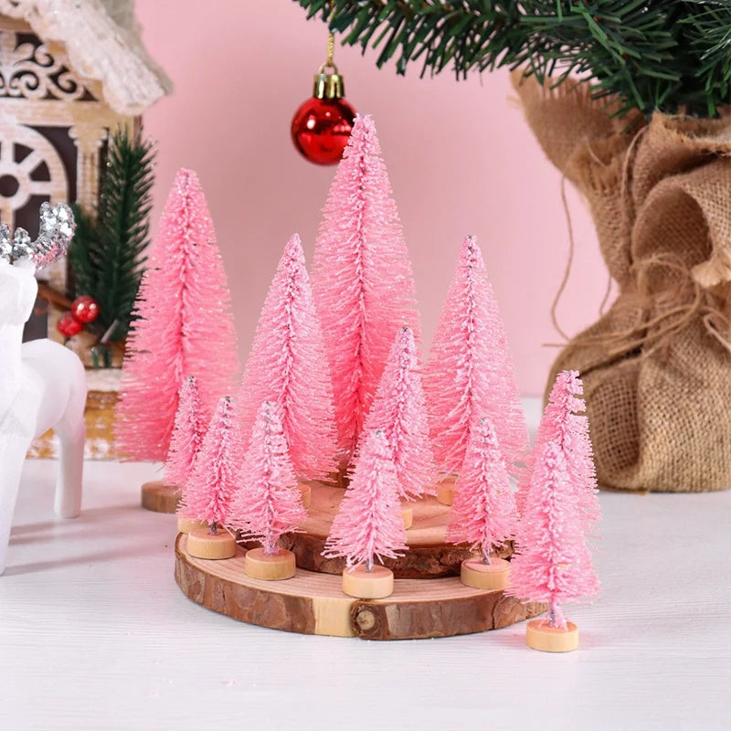 8/12pcs mini wooden christmas trees artificial tree for xmas tabletop ornaments decorations 2025 navidad