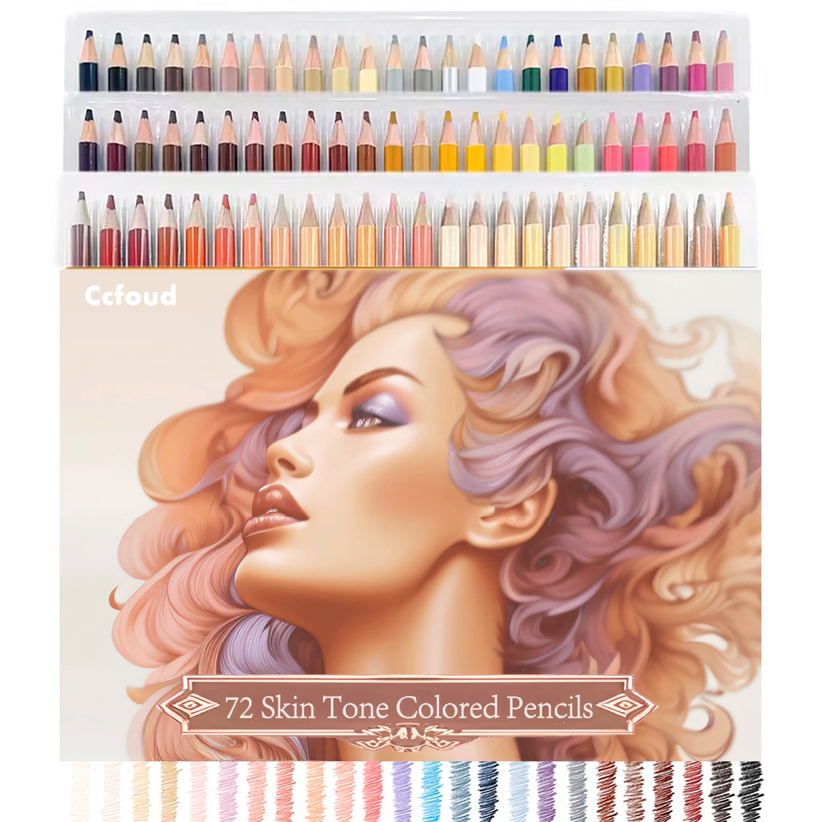 72 skin tones colored pencils portrait set oil based pre-sharpened drawing for beginner adult artist coloring book draw