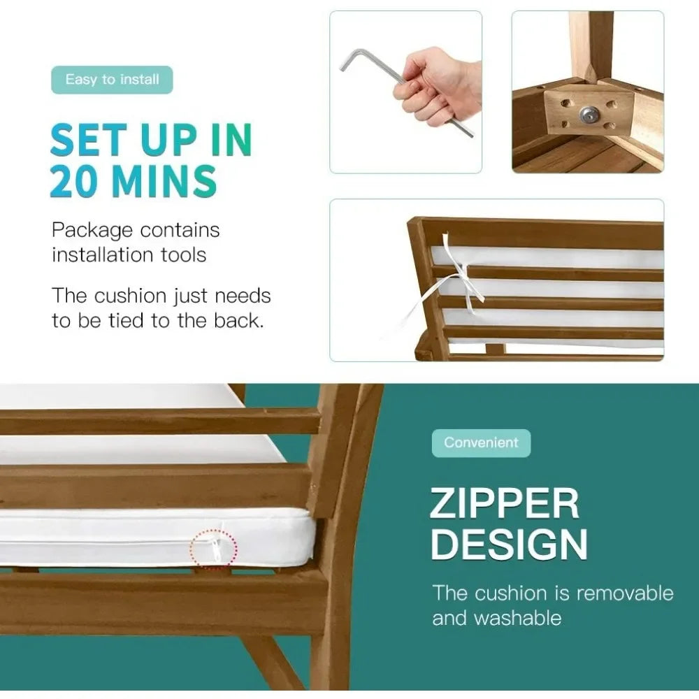 3-piece acacia wood patio bistro set furniture outdoor chat conversation table chair - united states