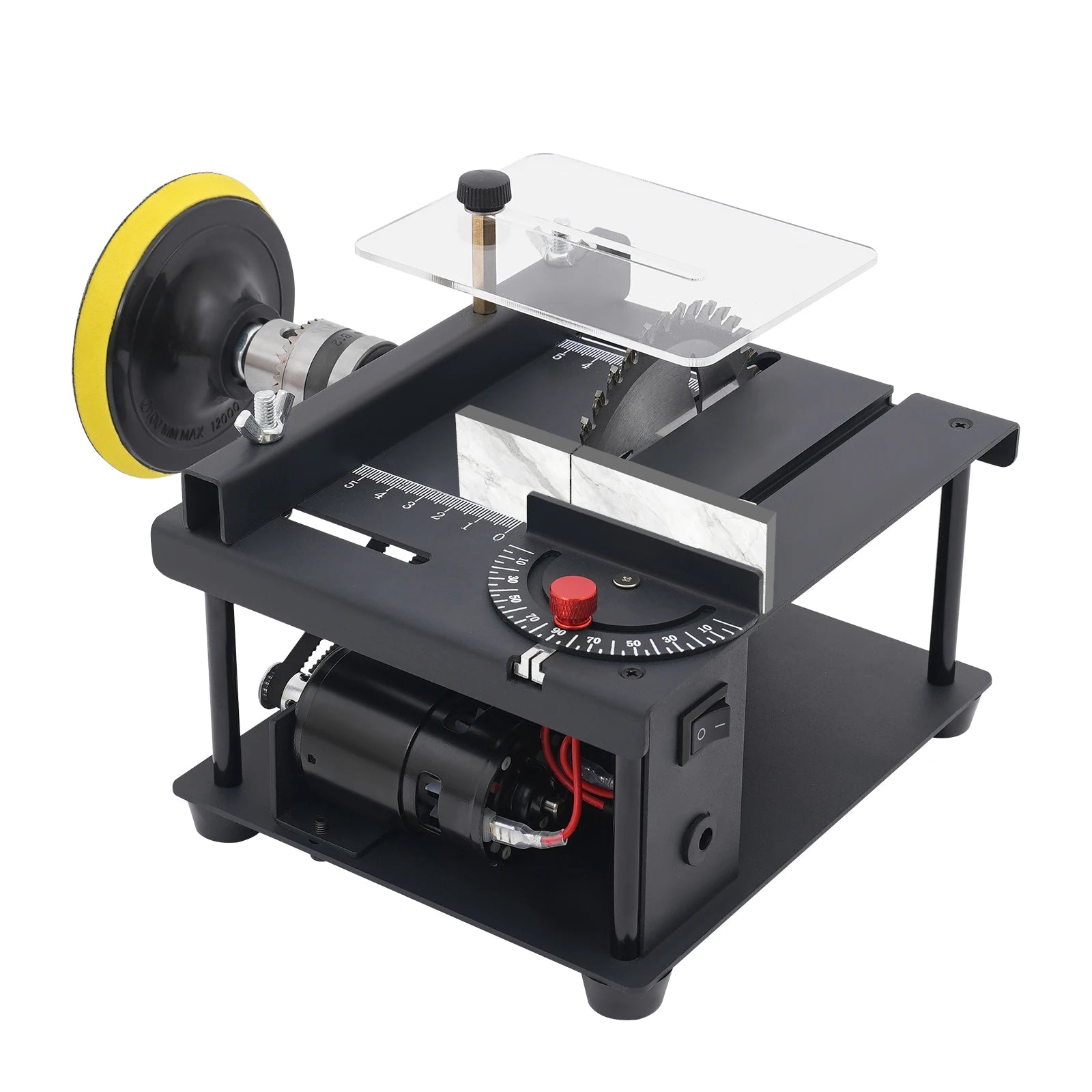 200w mini table saw for wood craft 10000rpm with angle guide & polishing disc diy model making precision cutting tool