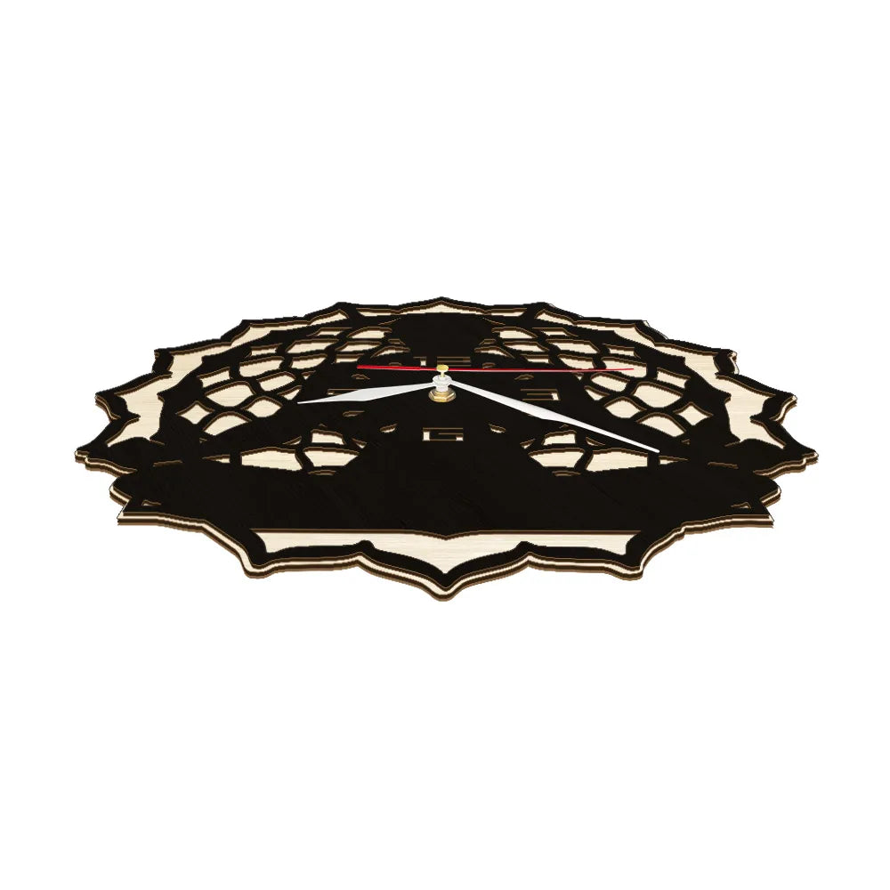 Yoga namaste laser cut wooden wall clock for studio mediation home decor sukhasana yogi artwork rustic natural wood