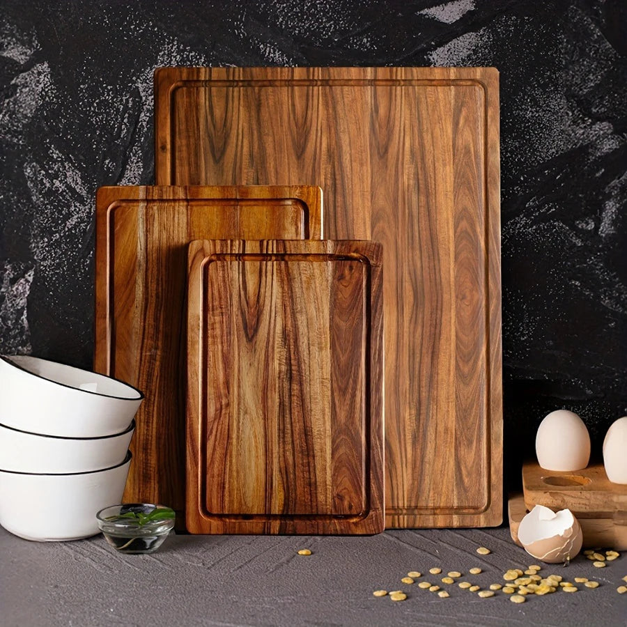 Acacia wood cutting board wooden with juice groove durable chopping for kitchen meat fruit cheese