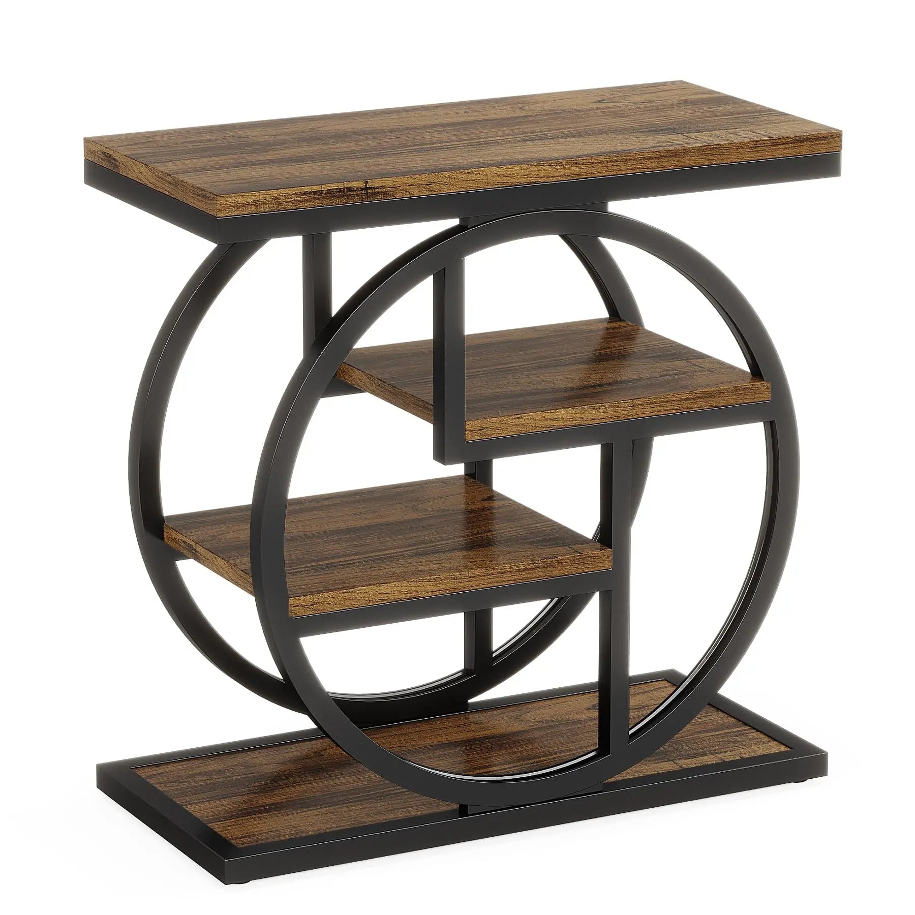 Tribesigns end table for living room 4-tier narrow side with storage shelves industrial bedside bedroom wood