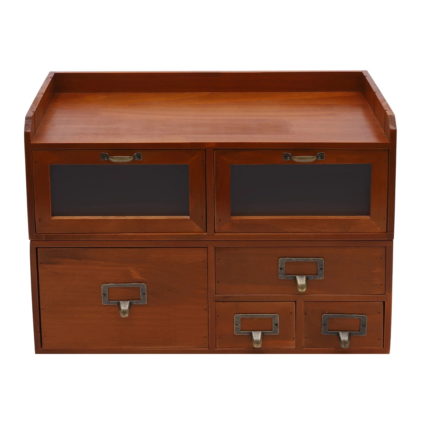 Drawer locker desktop organizing cabinet cosmetic jewelry storage box office supplies organizer chest - chocolate