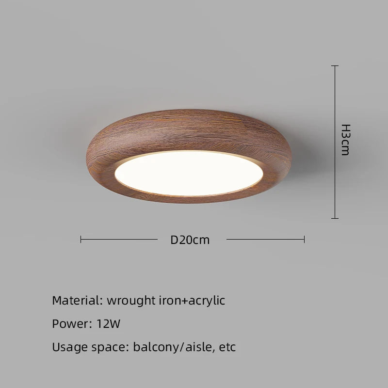 Wood grain retro led ceiling lamp balcony hallway lights nordic modern home decor aisle cloakroom bedroom pendant