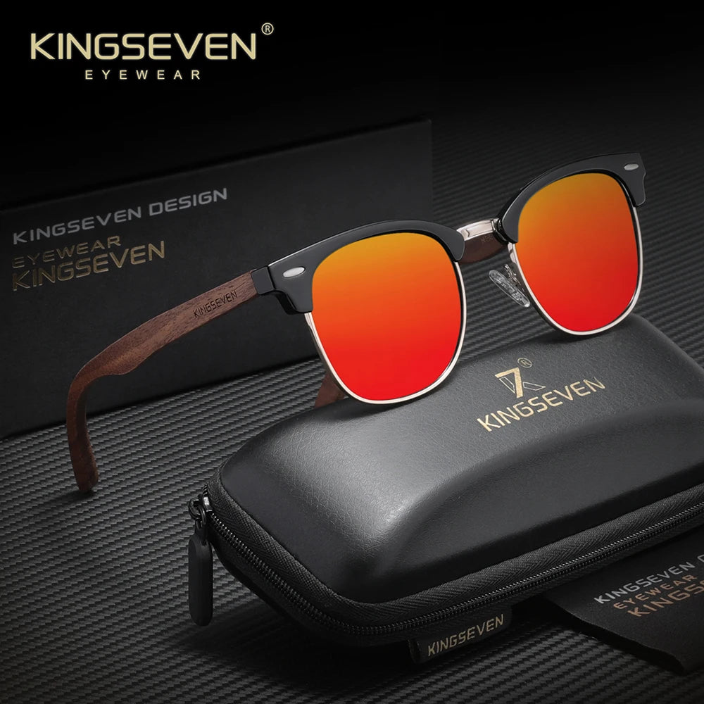 Kingseven brand black walnut wood sunglasses for men women polarized high quality sun glasses uv400 eyewear shades