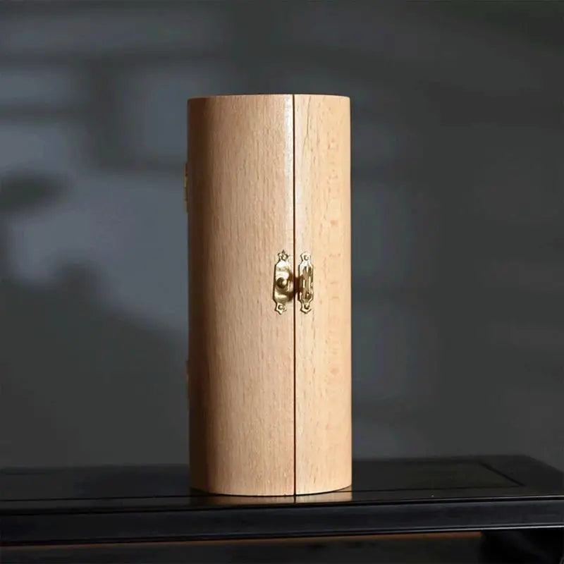 Wooden sculpture nativity family cylinder religious jesus carving serenity prayer christian statue of openable