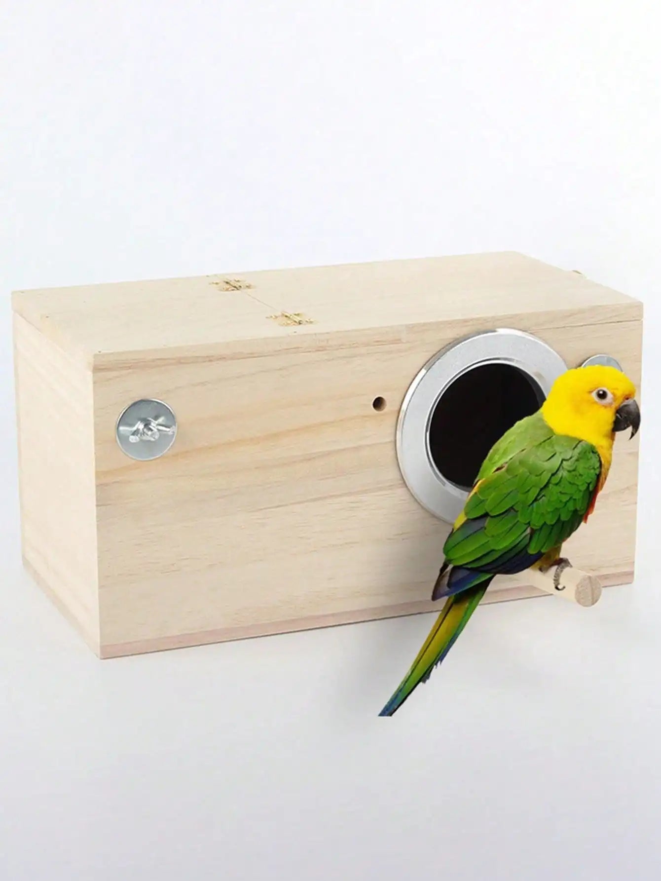Parakeet nest box bird house wood breeding parrot mating hamster suitable for lovebirds cockatoos budgies finc - yellow