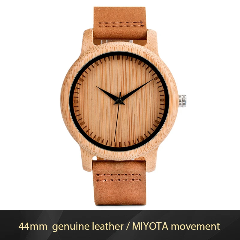 Bobo bird wood watch for men women japan analog quartz wristwatches 44mm causal green leather custom watches relogio